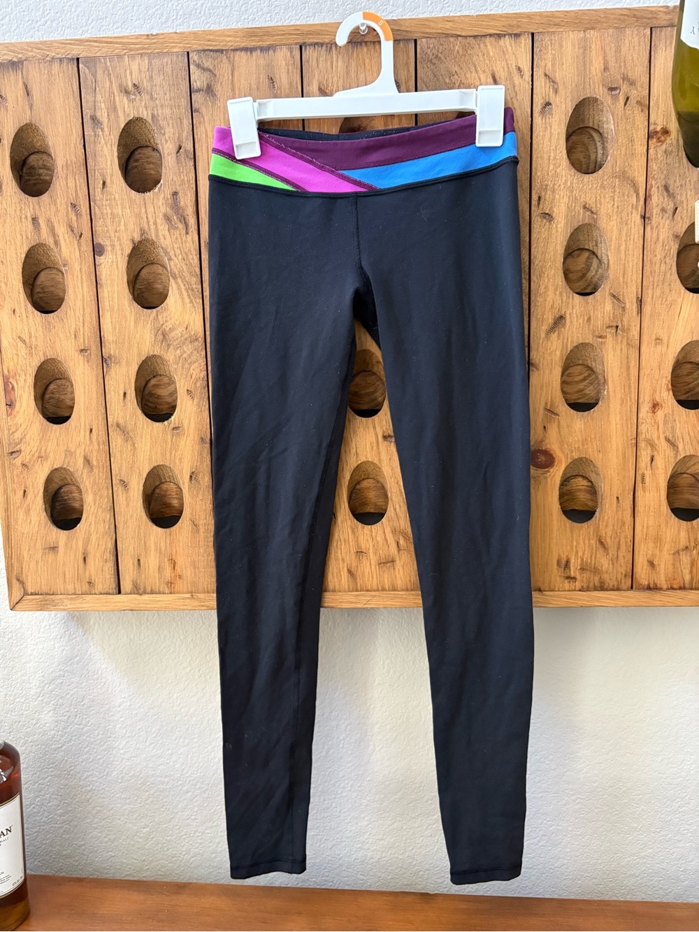 Ivivva Black Leggings with Purple and Blue Waistband